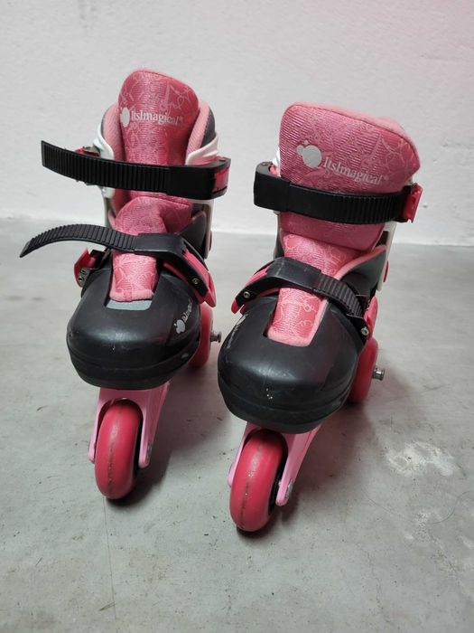 Patins Infantis Rosa e Preto – Ajustáveis