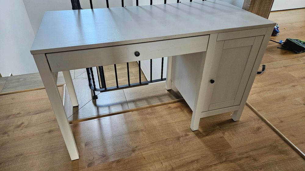 Biurko białe ikea hemnes drewniane bejca