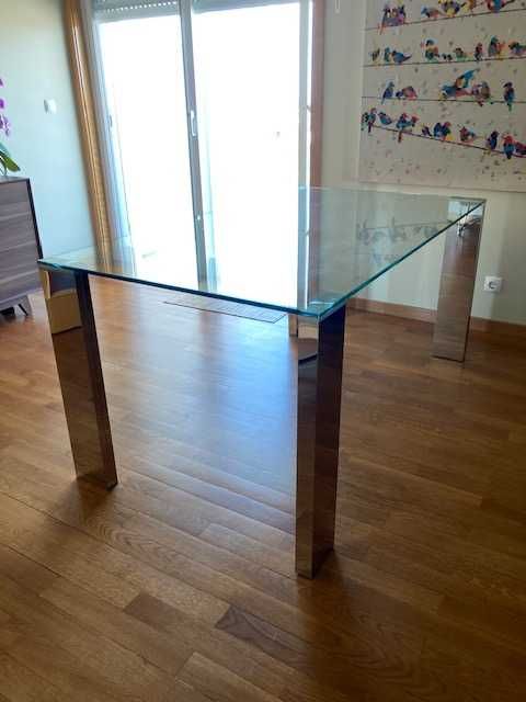 Mesa de Jantar MALIBU Aço e Vidro temperado 160x90