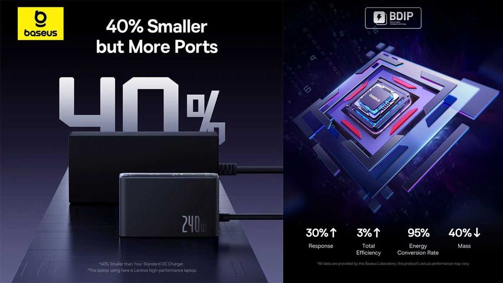 Зарядний пристрій BASEUS 240W Digital GaN Intelligent Desktop Charger