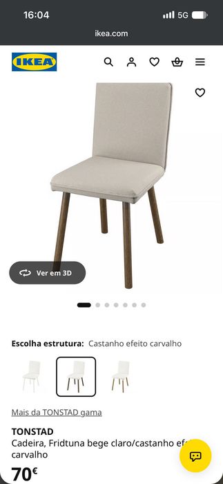 2x Cadeira Carvalho c/capa TONSTAD IKEA