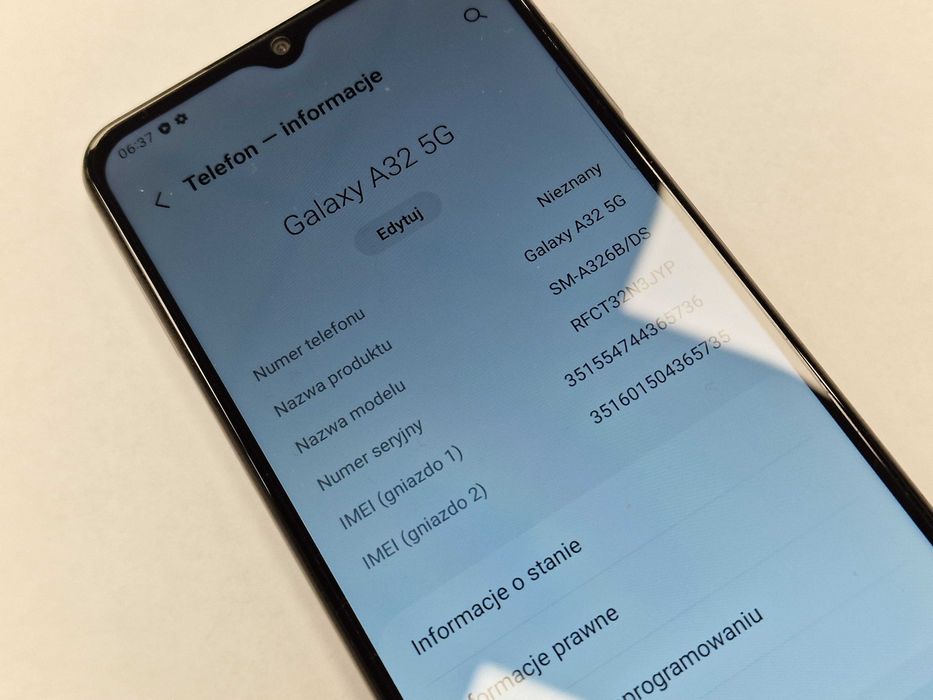 Samsung Galaxy A32 5G Dual SIM/ 4GB/ 64GB/ White/ wadliwy wyświetlacz