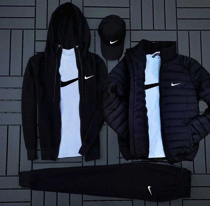 Nike Найк фліс костюм, футболка, шапка, куртка комплект 5в1 чоловічий