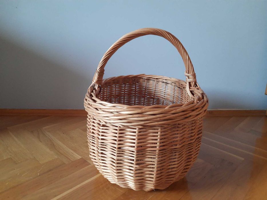 Wiklinowy Duży Ładny Kosz na Grzyby Zakupy Piknik