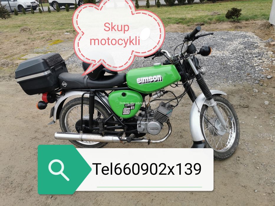 Skup Aut motocykli quadów ciągników Simson motorynka mz wfm zlomu Wsk