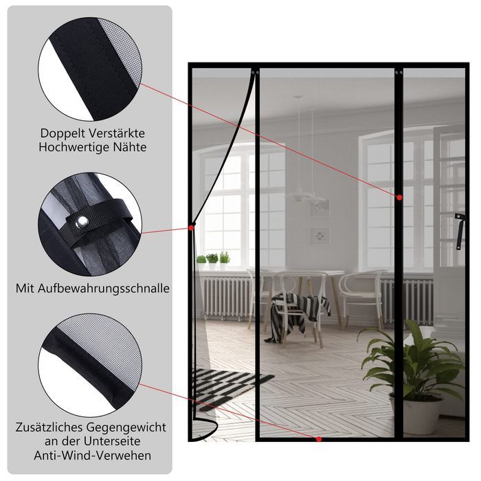 Moskitiera na drzwi balkon taras montaż bez wiercenia 152x205 cm