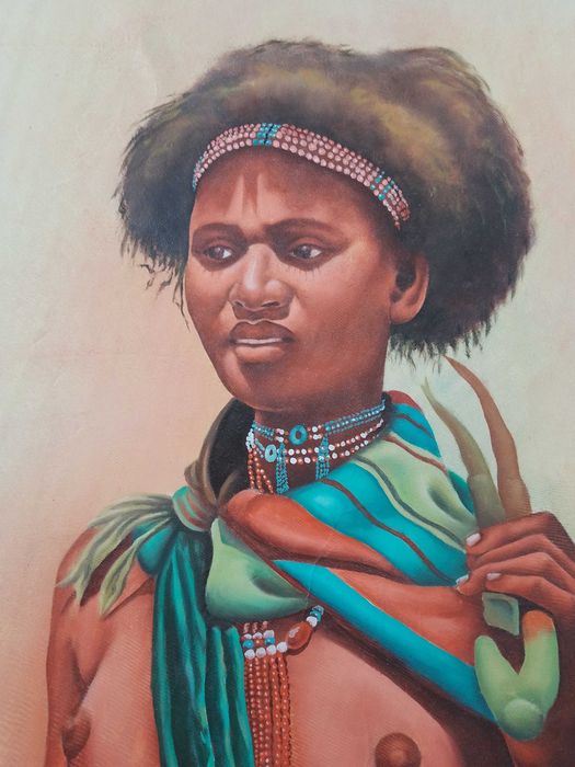 Картина на коже буйвола. Эфиопия.