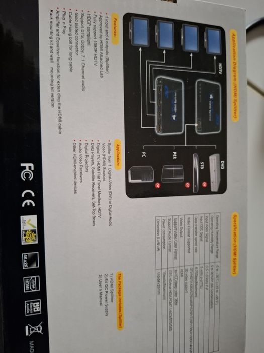 Splitter HDMI  model HDMI-104 K nowy