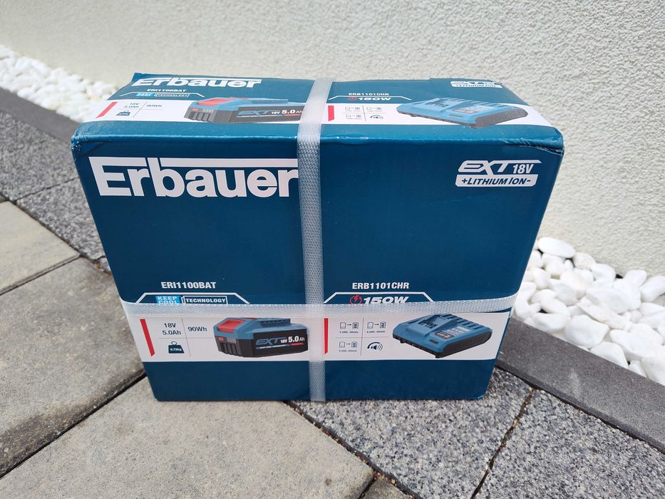Nowy Akumulator 18V 5Ah Erbauer ERI110BAT+Ładowarka 150W