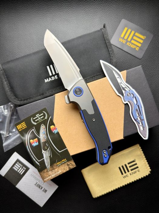 Нож WE Knife Press Check Flipper Elishewitz Titanium Blue G10 CPM-20CV