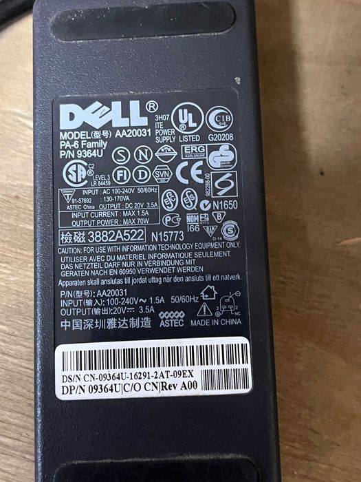 Oryginalny Zasilacz Dell PA-6 20V 3.5A 70W (AA20031) | Sprawny, Kompletny