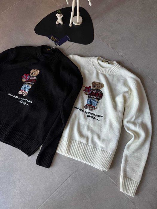 Biały sweter Polo Ralph Lauren z misiem