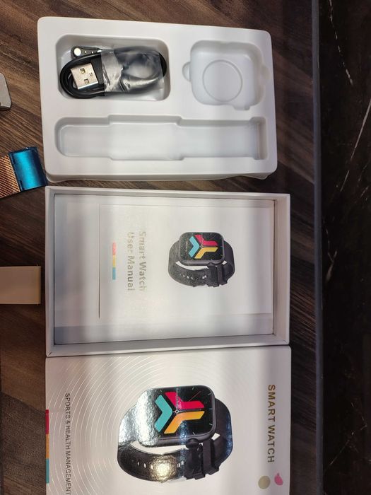 Lige Złoty gumowy beżowy pasek Bluetooth smartwatch zegarek