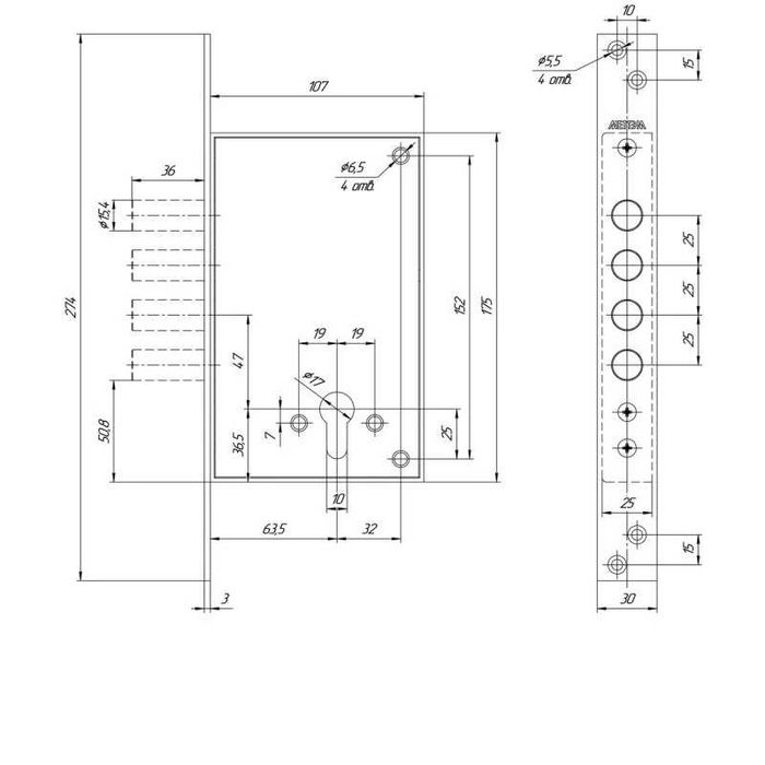 Дверний додатковий замок Меттем ЗВ1 711.0.0