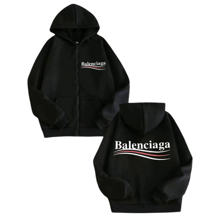 Зип-Худи Balenciaga BB Logo унисекс  баленсиага черное толстовка