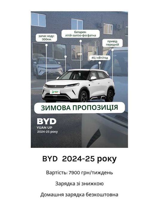 Оренда нового електроавто BYD YUAN UP 2025 року