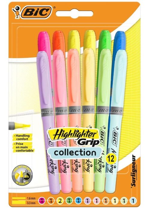 Zakreślacz Highlighter Grip Pastel mix 12szt BIC BIC blister,201x128