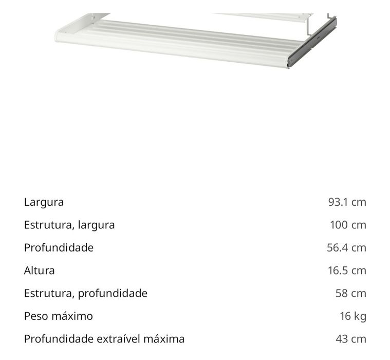 Sapateira extraível branca para roupeiro Pax Ikea (2 un)