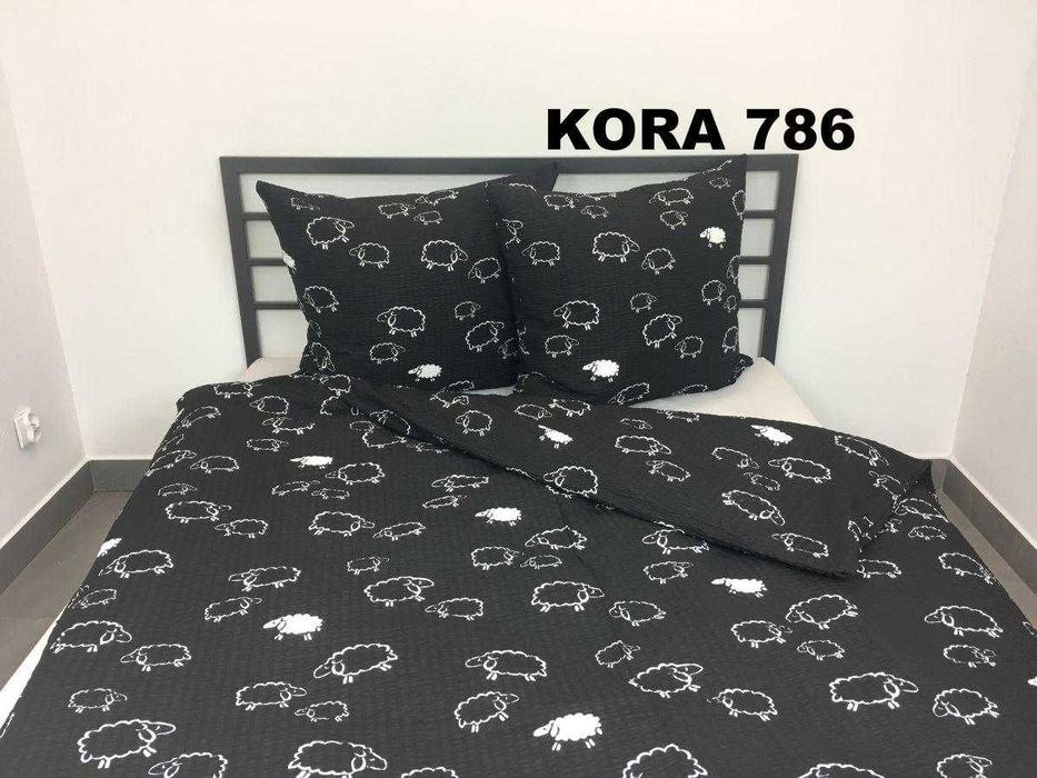 Pościel KORA LUX 160-200+2x70-80 BARANKI BIALE I CZARNE
