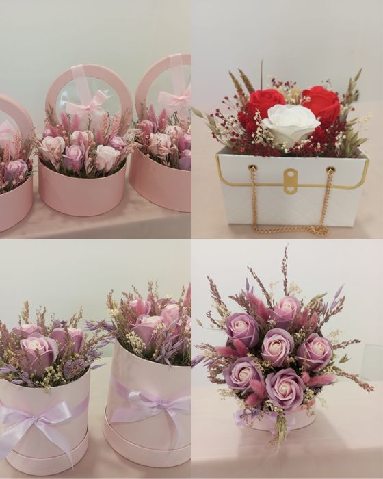 Caixinhas de rosas de sabão