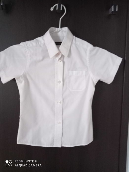 Koszula biała krótki rękaw na 5 - 6 lat