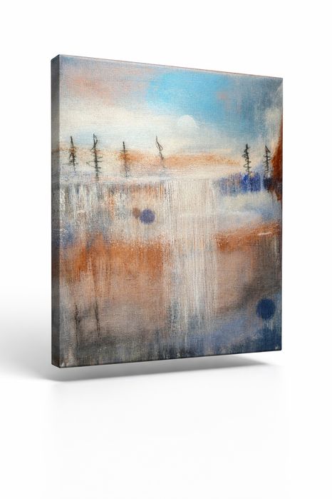 Abstrakcyjny obraz z elementami pejzażu