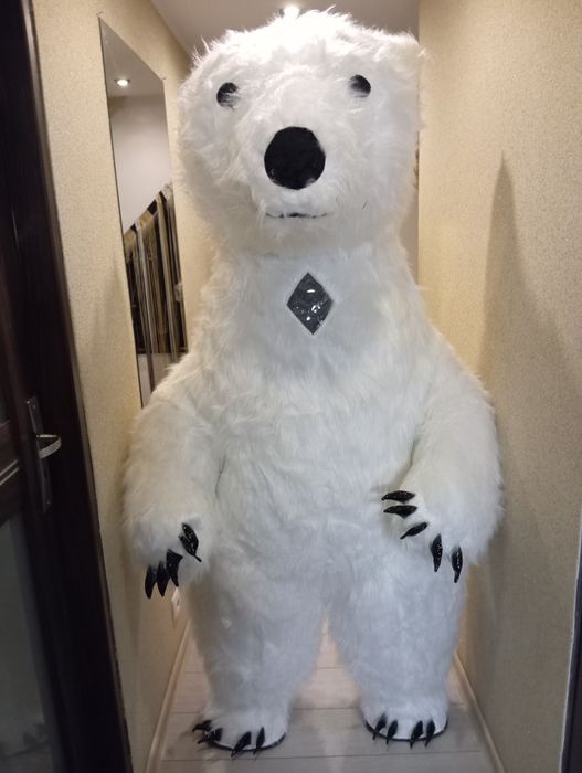 Duży nadmuchiwany kostium misia polarnego niedźwiedź 2 M z baterią