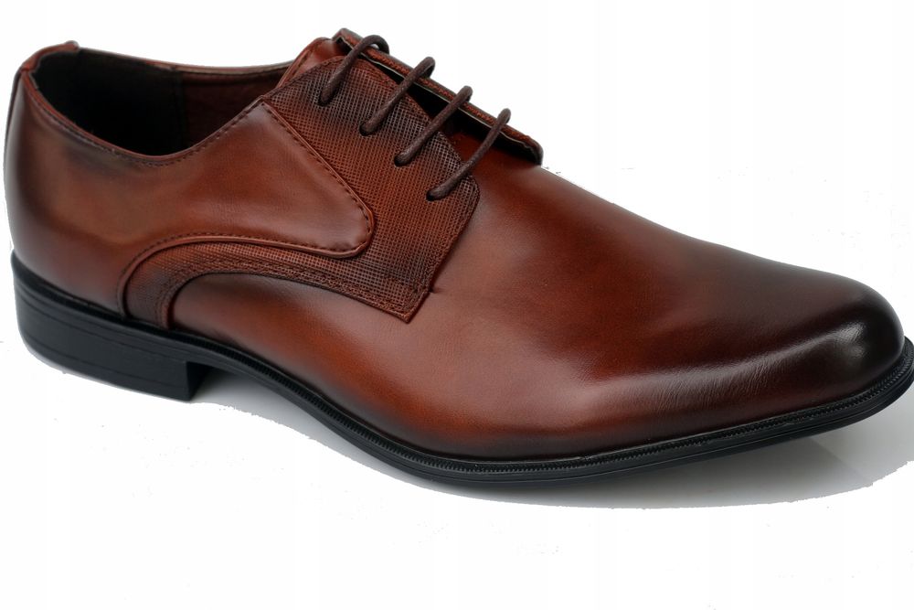 Półbuty męskie eleganckie wizytowe ślub wesele do garnituru brąz 44