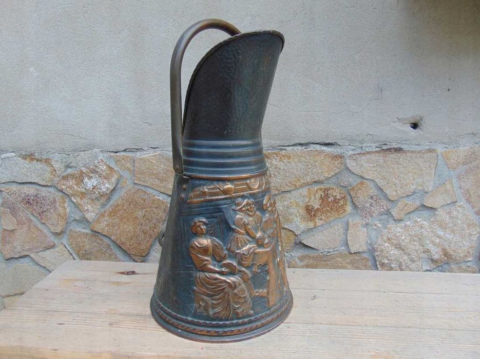 Mosiężny pojemnik na parasole,drewno itp.vintage z lat 70