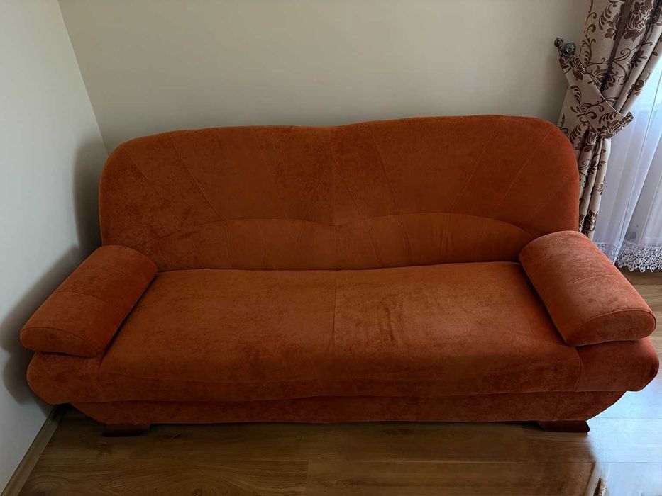Designerska sofa ruda/pomarańczowa z funkcją spania