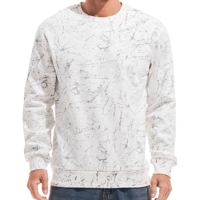Męska bluza polarowa Crewneck - ocieplana - biała - S