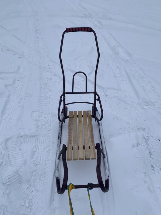 Санки дитячі з ручкою та накидкою
