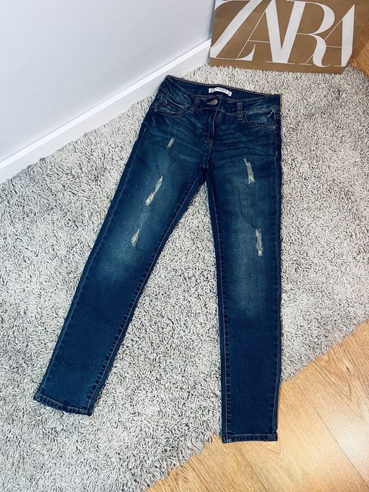 140-146 spodnie damskie dziewczece jeansy rurki terranova