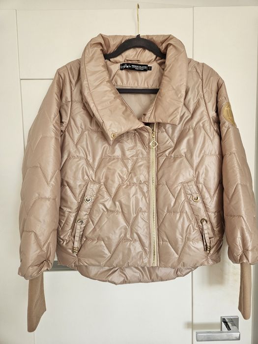 Nowa Kurtka SM Collection S M 38 Pikowana Kaptur Złota