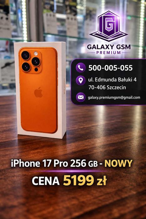 NOWE iPhone Apple iPhone 17 Pro  256 Gb Pomaranćzowy Szczecin