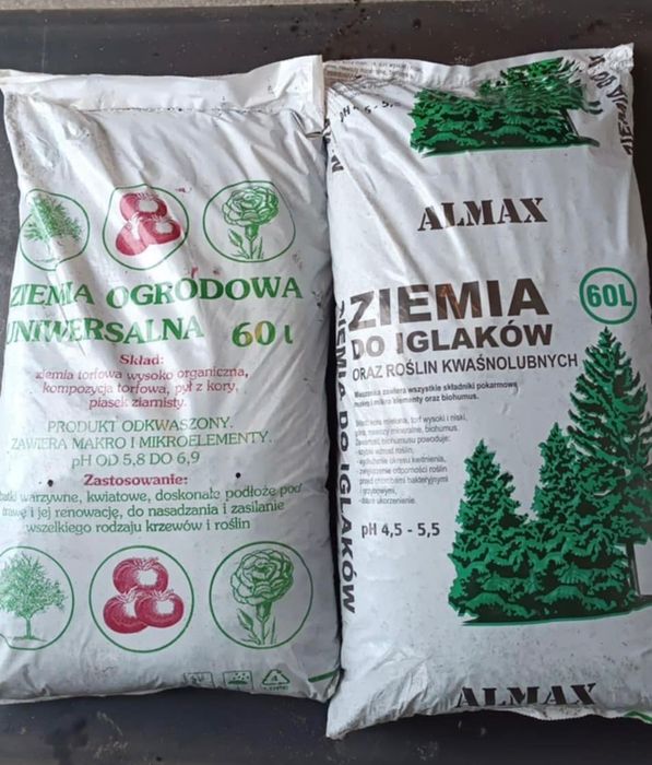 Kora sosnowa, ziemia ogrodowa, podłoże pod iglaki, torf