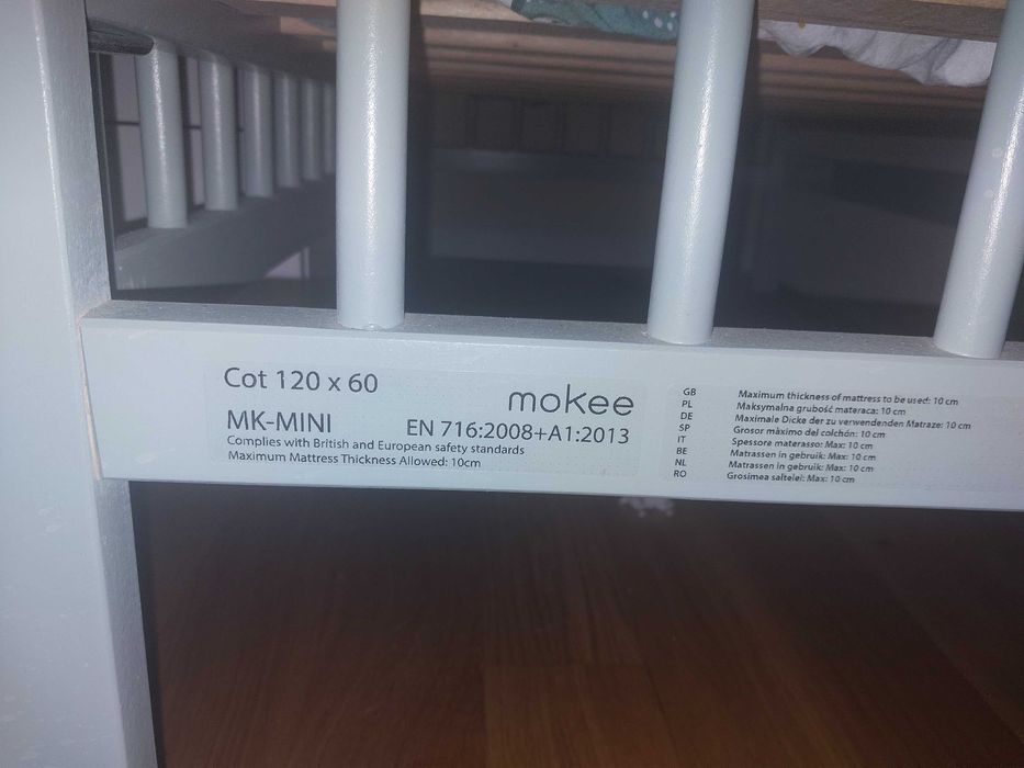 Drewniane łóżeczko, dostawka 120x60