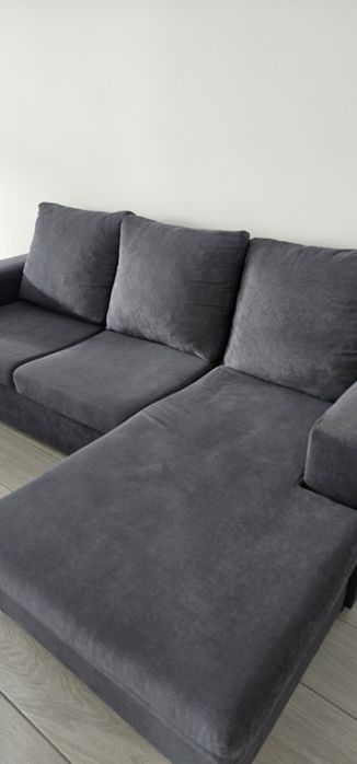 Sofá cinzento 3 lugares com chaise longue – 2,20 m
