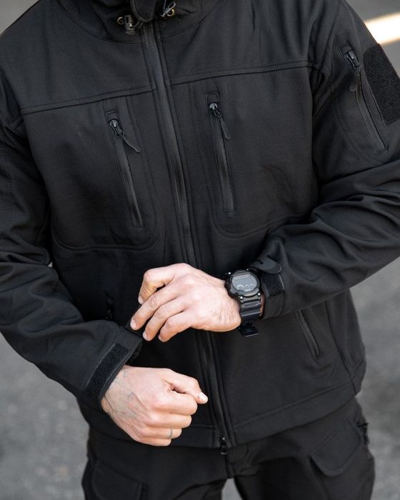 Міська тактична куртка + штани MAXIMUS софтшел black ЧОРНА