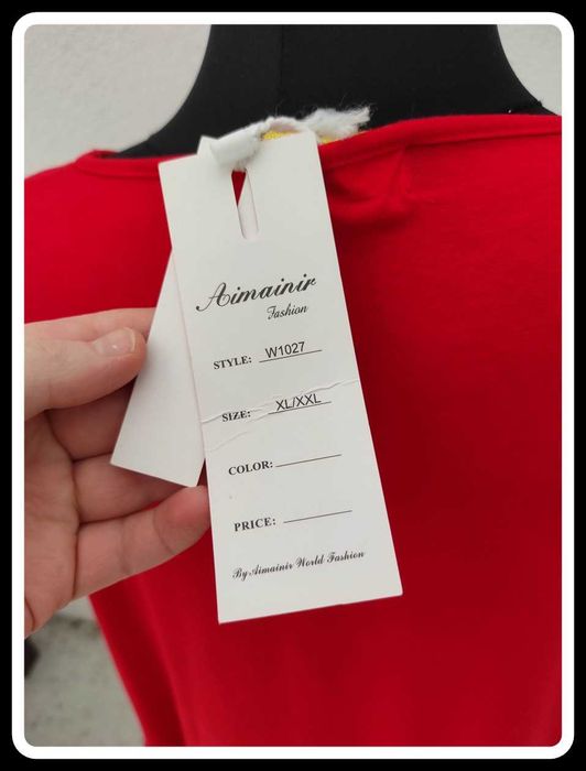 Czerwona nowa sukienka oversize z kieszeniami XL/XXL