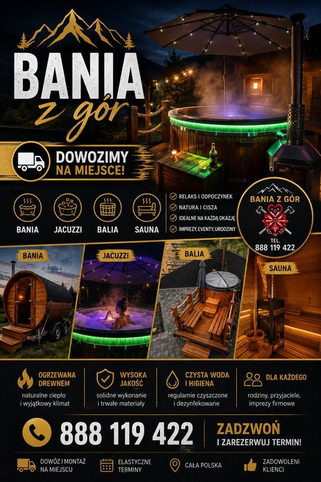 Mobilna Sayna , Bania , Balia , Jacuzzi wynajem