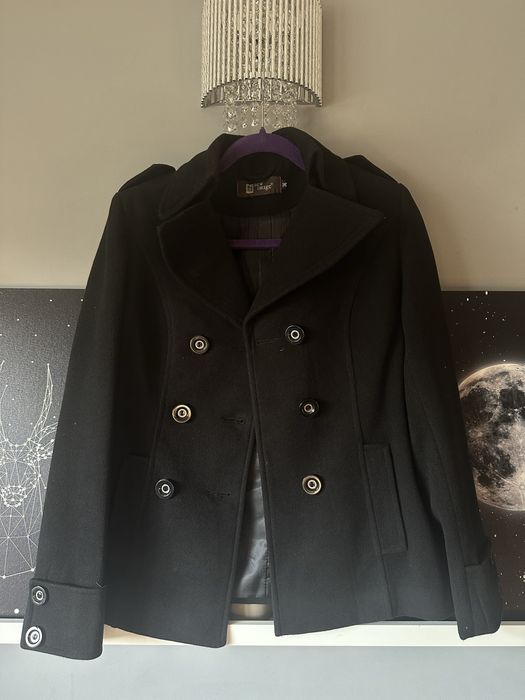 Kurtka marynarka krótki płaszcz czarny dwurzędowy new image 36