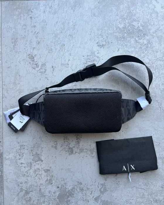 Сумка бананка Armani exchange чоловіча унісекс жіноча сіра чорна фірмо