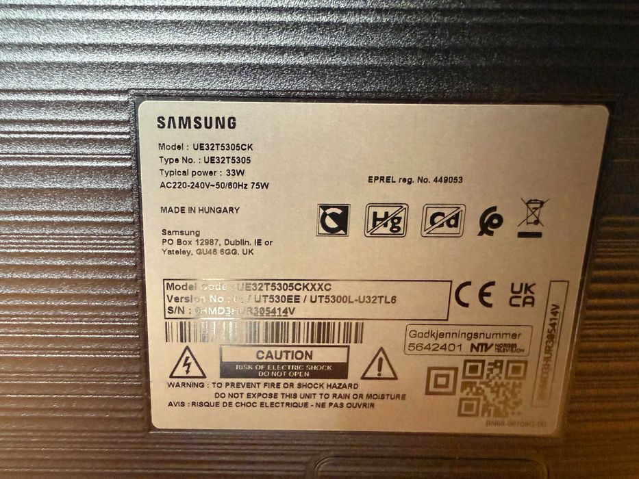 Smart TV Samsung modelo: UE32T5305CK. Em bom estado