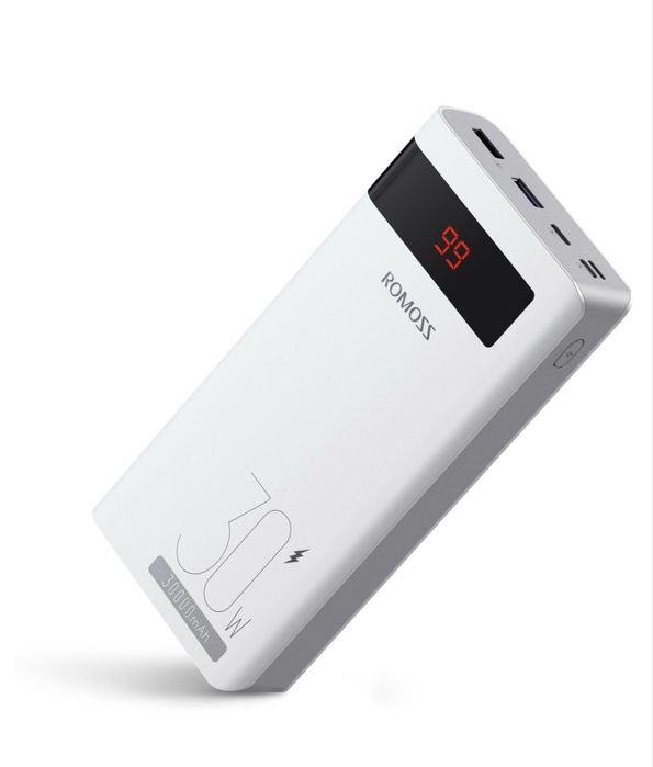 Power Bank ROMOSS 30000 mAh 30W PD павер + чохол і USB лампа подарунок
