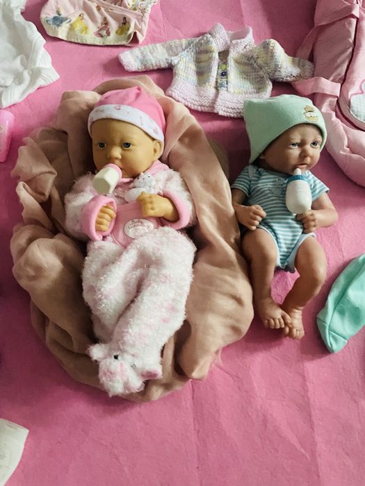 Duży zestaw dwa noworodki bobaski akcesoria wanienka!