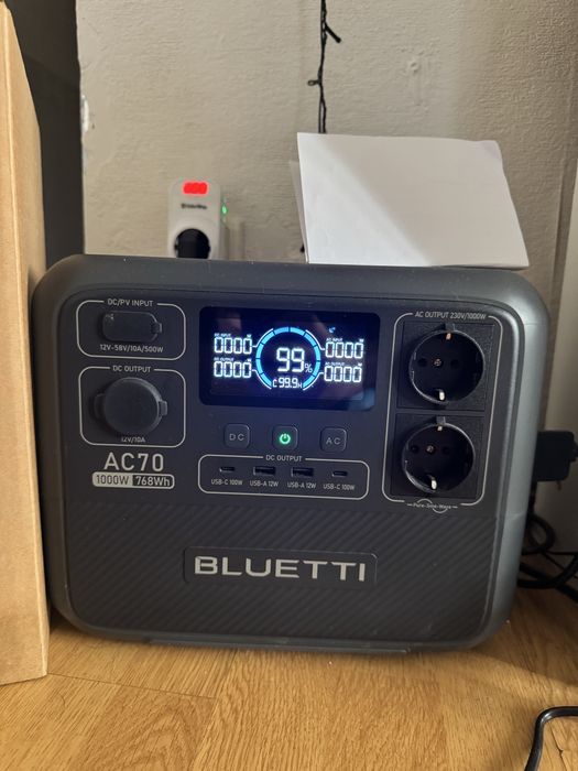 Зарядна станція Bluetti AC70 (1000 Вт, 768 Вт·год) + гарантія від магазину до 10.10.26