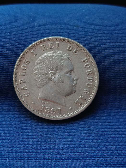 500 reis 1891 D Carlos I Prata Antiga Portuguesa
