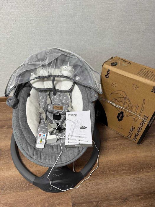 Закачуючий центр гойдалка MoMi Kenani Grey для новонароджених дітей 0+, шезлонг для немовляти