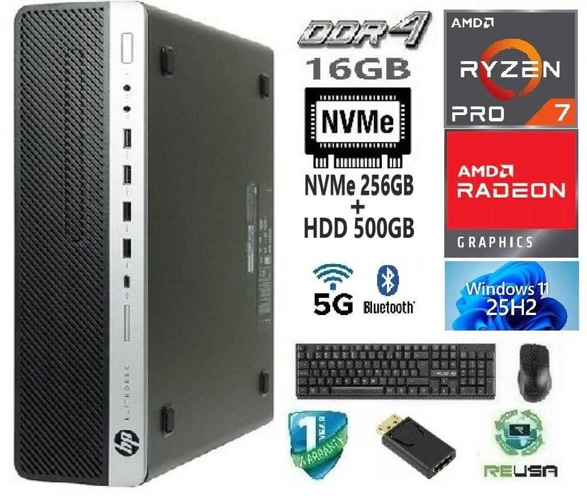 ‼ Promo ‼ Pç HP 8ªG|Ryzen.7.Pro-3.2G|R7-430-2G|16G|HDMI|NVMe256+HD500|5G|W11